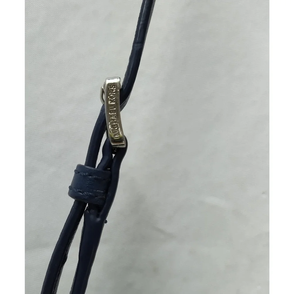 Michael Kors Blue Leather Zipper Closure Crossbody Bag